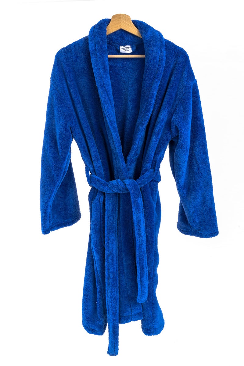 BC BARE COTTON Bare Cotton Kids Microfiber Fleece Shawl Robe - Girls - Royal Blue - Large - Image 5
